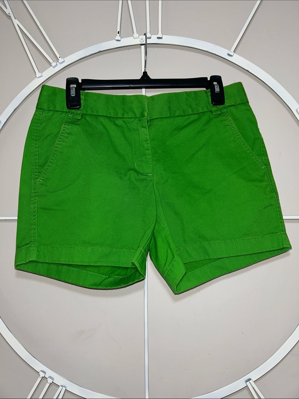 J. Crew Classic Cotton Chino Shorts Bright Green High-Waist